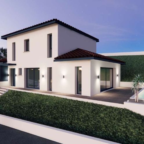 Vue exceptionnelle terrain 1200m2 avec maison de 98m2 et garage de 25m2