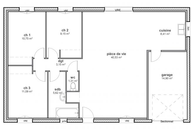 Plan de maison Cocoona 89 m² - Maisons Du Lyonnais