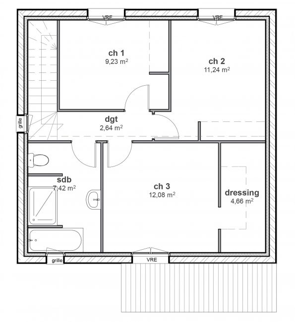 Plan de maison de ville contemporaine R1 - Toura - Maisons Du Lyonnais