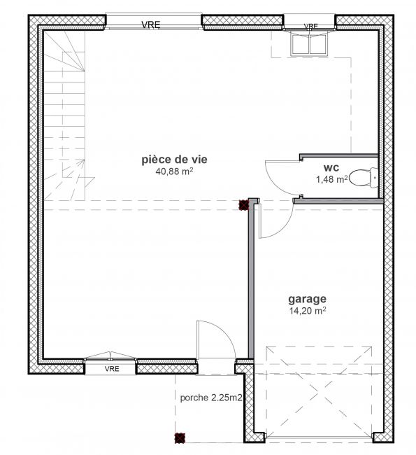 Plan de maison de ville contemporaine RDC - Toura - Maisons Du Lyonnais